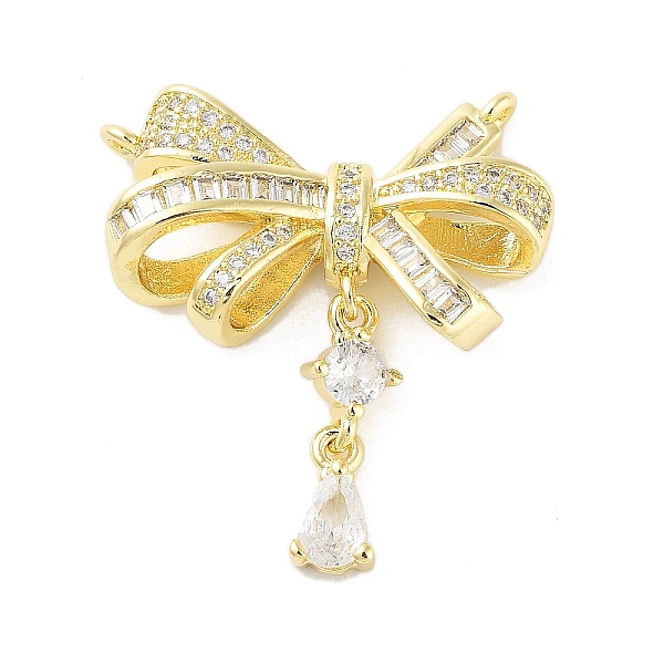 

PandaHall Rack Plating Brass Pave Clear Cubic Zirconia Connector Charms, Bowknot Links, Cadmium Free & Lead Free, Long-Lasting Plated, Real...
