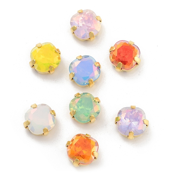 

PandaHall Square Opal Sew On Rhinestones, Multi-Strand Links, K9 Glass Rhinestone with Brass Prong Settings, Mixed Color, Golden, 11x11x5mm..., Multicolor