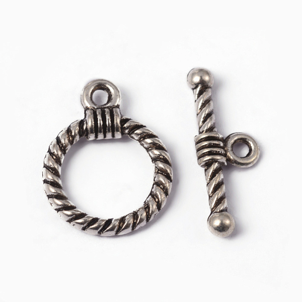 

PandaHall Tibetan Style Alloy Toggle Clasps, Lead Free & Cadmium Free & Nickel Free, Ring, Antique Silver, Ring: 19x14x3mm, Hole: 2mm, Bar...