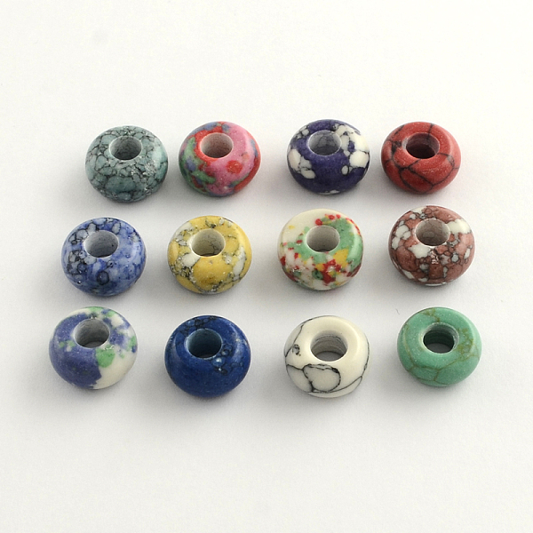 

PandaHall Synthetic Gemstone European Beads, Large Hole Rondelle Beads, Dyed, Mixed Color, 14x7mm, Hole: 5mm Synthetic Gemstone Rondelle..., Multicolor