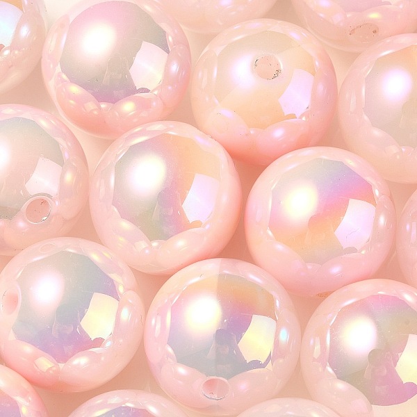 

PandaHall UV Plating Rainbow Iridescent Opaque Acrylic Beads, Two Tone, Round, Pink, 17.5mm, Hole: 2.7mm Acrylic Round Pink