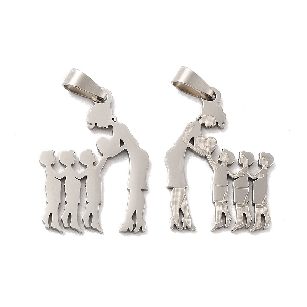 

PandaHall Mother's Day/Teachers' Day 201 Stainless Steel Pendants, Mother with Son/Teacher with Students Charms, Stainless Steel Color...