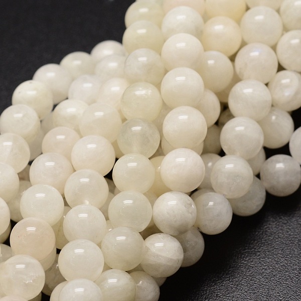 

PandaHall Natural White Moonstone Round Beads Strands, 4~4.5mm, Hole: 0.8mm, about 90pcs/strand, 15.7 inch White Moonstone Round