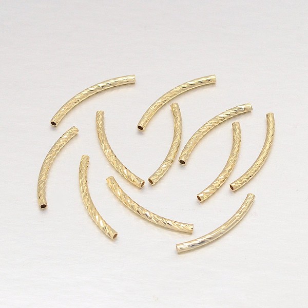 

PandaHall Real 18K Gold Plated Brass Curved Tube Beads, Curved Tube Noodle Beads, Lead Free & Cadmium Free & Nickel Free, 25x2mm, Hole...