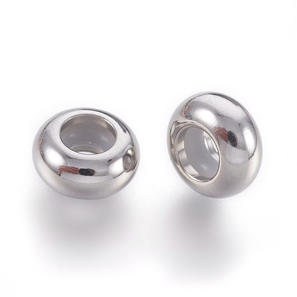 

PandaHall 201 Stainless Steel Beads, with Plastic, Slider Beads, Stopper Beads, Rondelle, Stainless Steel Color, 9x4.5mm, Hole: 3mm 201...