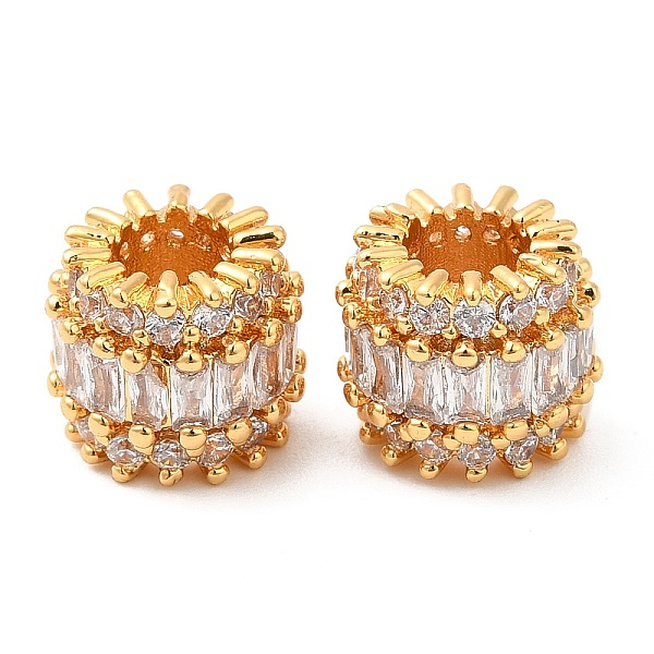 

PandaHall Brass Micro Pave Cubic Zirconia European Beads, Large Hole Beads, Column, Real 18K Gold Plated, 9.5~10x8.5mm, Hole: 4mm..., Clear