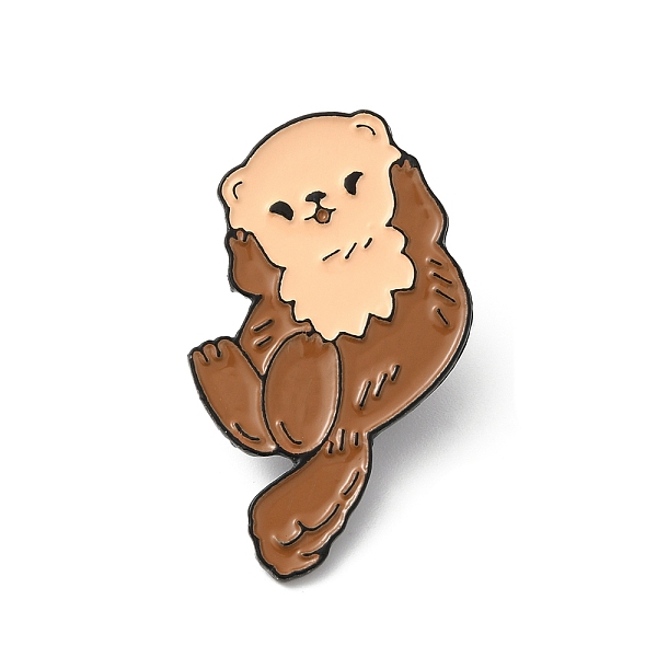 PandaHall Alloy Brooches, Enamel Pins, for Backpack Cloth, Marine Life, Enhydra Lutris, Camel, 41.5x24.5x1.5mm Alloy Other Animal Brown