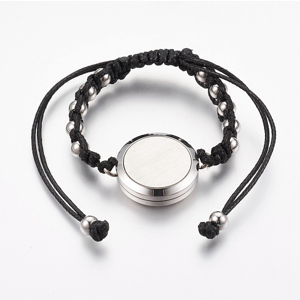 

PandaHall 304 Stainless Steel Essential Oil Braided Bead Bracelets, with Waxed Cords, Tree of Life, Stainless Steel Color, 1-7/8 inch..., Black