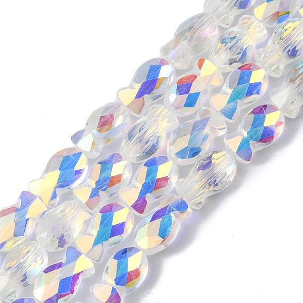 

PandaHall Transparent Electroplate Glass Beads Strands, Half Rainbow Plated, Faceted, Fish, Clear AB, 10.5x6x5mm, Hole: 1.4mm, about..., White