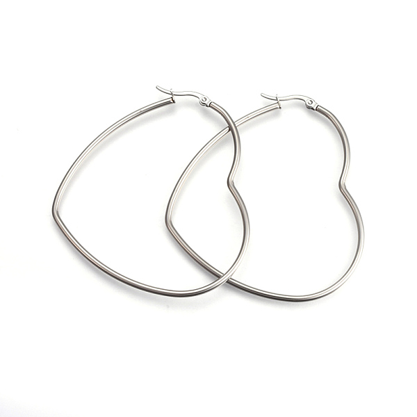 

PandaHall 201 Stainless Steel Hoop Earrings, with 304 Stainless Steel Pin, Hypoallergenic Earrings, Heart, Stainless Steel Color, 12 Gauge...