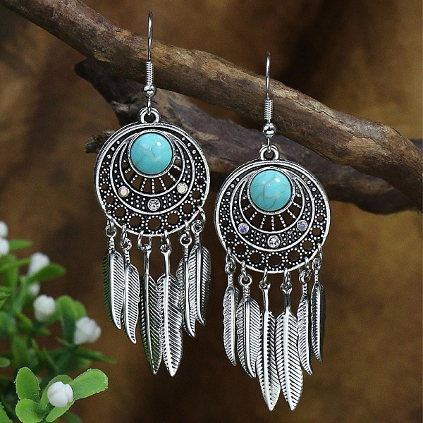 

PandaHall Elegant and Stylish Turquoise Earrings with Unique Personality Charm Acrylic Flat Round