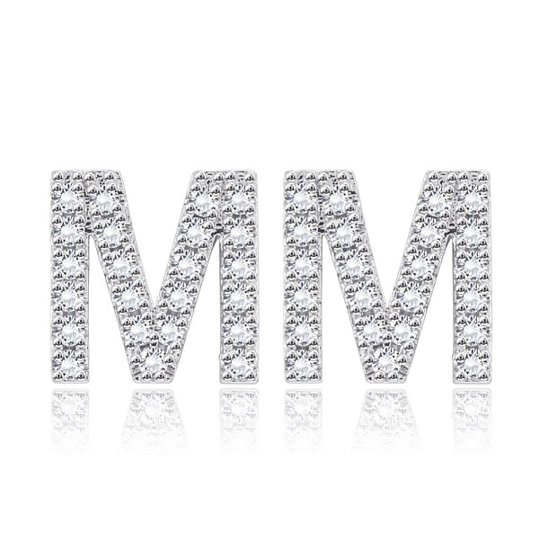 

PandaHall Brass Cubic Zirconia Stud Earrings, with Ear Nuts, Alphabet, Letter M, Clear, Platinum, 11.5x11x2.5mm, Pin: 0.7mm Cubic Zirconia...