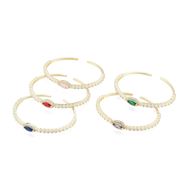 

PandaHall Cubic Zirconia Horse Eye Open Cuff Bangle, Real 18K Gold Plated Brass Jewelry for Women, Mixed Color, Inner Diameter: 1-7/8x2-1/4..., Multicolor