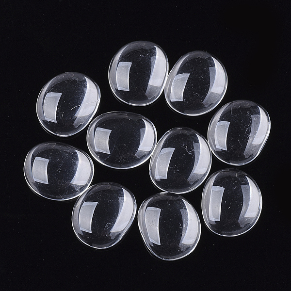 

PandaHall Transparent Glass Cabochons, Oval, Clear, 14x12x3.5mm Glass Oval Clear