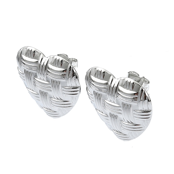 

PandaHall 201 Stainless Steel Stud Earrings, with 304 Stainless Steel Pins, Textured Heart, Stainless Steel Color, 19x20mm 201 Stainless...