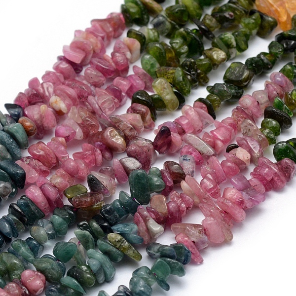 

PandaHall Natural Tourmaline Beads Strands, Chip, 5~7mm, Hole: 0.8mm, about 15~16 inch(38~40.6cm) Tourmaline Chip