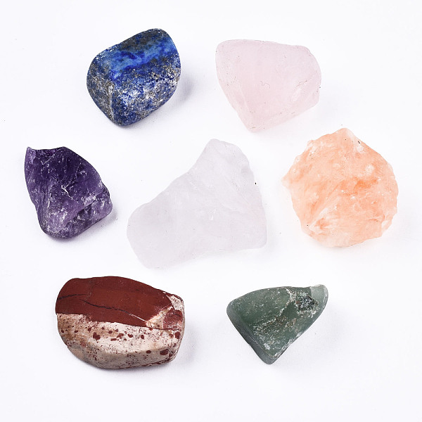 

PandaHall Rough Raw Natural Lapis Lazuli & Amethyst & Quartz Crystal & Green Aventurine & Red Jasper & Rose Quartz & Quartz Beads, for..., Multicolor
