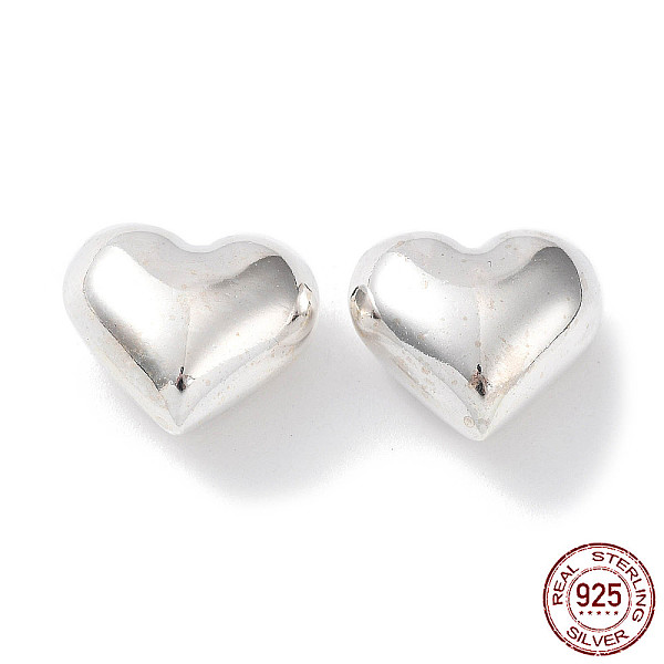 

PandaHall 925 Sterling Silver Bead, Heart, Silver, 14x15x8mm, Hole: 1.6mm Sterling Silver Heart