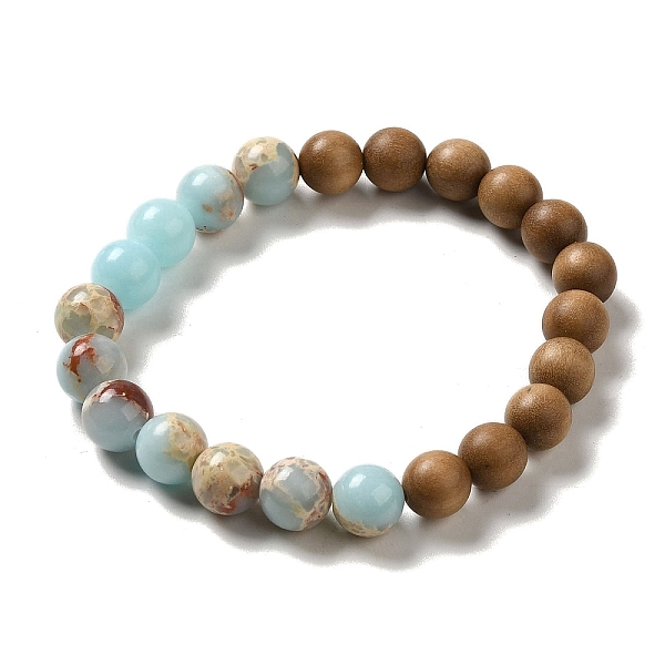 

PandaHall 8.5mm Round Sandalwood and Synthetic Shoushan Stone Beaded Stretch Bracelets, Inner Diameter: 1-7/8 inch(4.85cm), 8.5mm Shoushan...