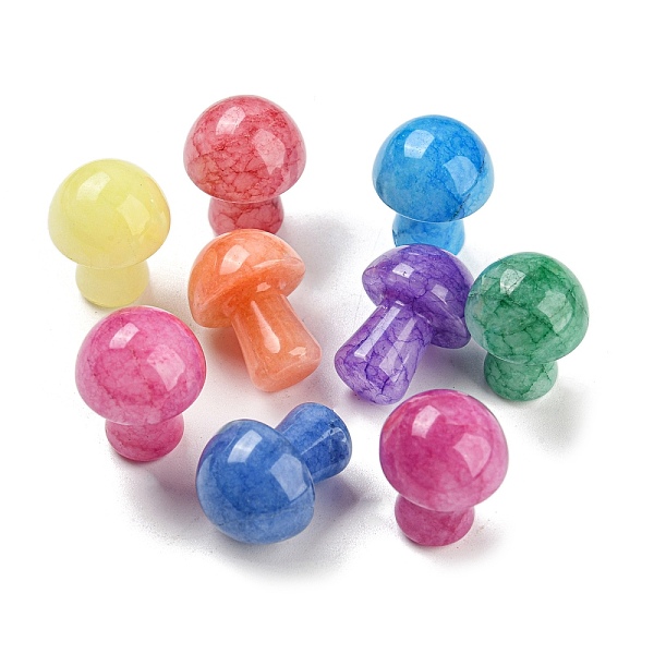 

PandaHall Handmade Dyed Natural Jade Display Decorations, Home Decoration, Mushroom, Mixed Color, 21x16mm Jade Mushroom Multicolor