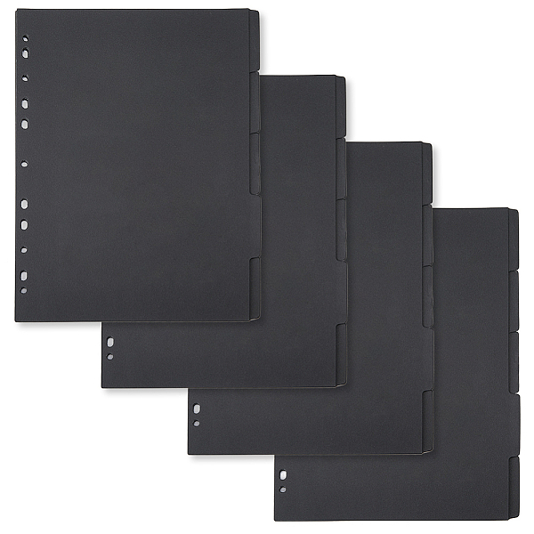

PandaHall SUPERFINDINGS 20 Sheets 11-Hole Paper Binder Dividers 29.8x22.1cm A4 Notebook Index Dividers with Tabs Black Write-On Dividers for...