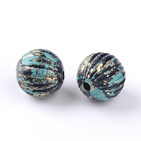 

PandaHall Antique Style Acrylic Beads, Round, Antique Bronze Plated, 9~10mm, Hole: 1.5mm Acrylic Round