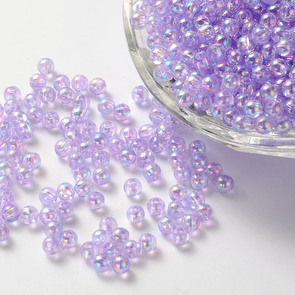 

PandaHall Eco-Friendly Transparent Acrylic Beads, Round, AB Color, Lilac, 4mm, Hole: about 1.2mm; about 17000pcs/500g. Acrylic Round Purple