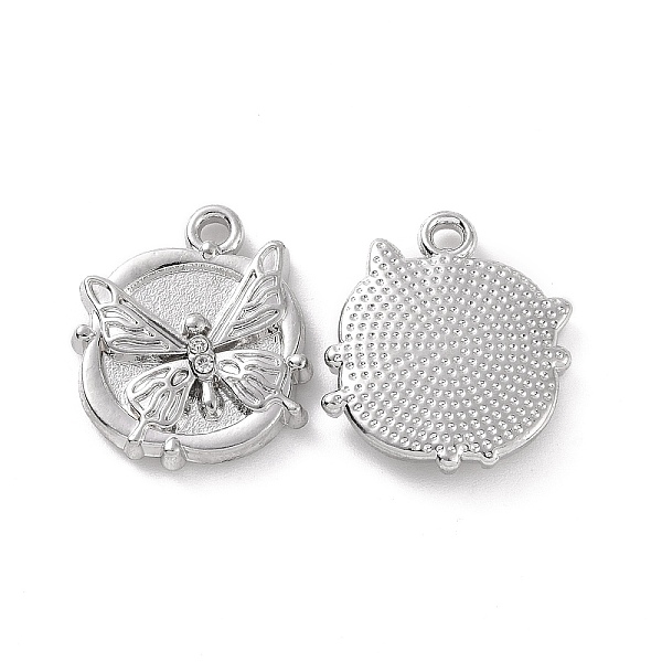 

PandaHall Alloy Crystal Rhinestone Pendants, Flat Round with Butterfly Charms, Platinum, 17.5x15x3mm, Hole: 1.6mm Alloy+Rhinestone Flat..., Clear