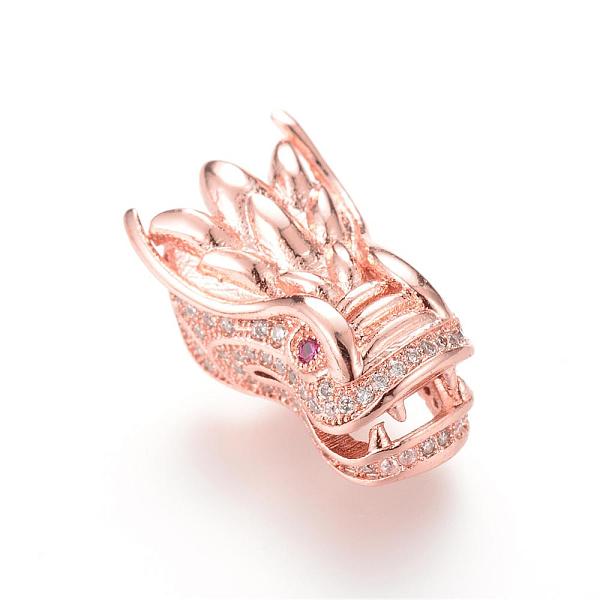 

PandaHall Brass Micro Pave Cubic Zirconia Beads, Random Color Cubic Zirconia Eye, Dragon, Rose Gold, 21.5x13x10mm, Hole: 1.8mm Brass+Cubic...