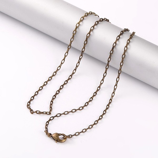 

PandaHall Brass Cable Chain Necklaces, with Lobster Claw Clasps, Antique Bronze, 17.1 inch(45.3cm), 2mm Brass