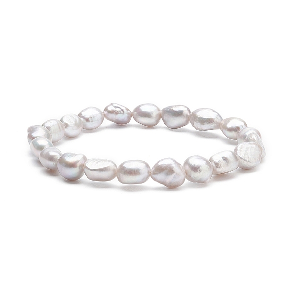 Pulsera Elástica Con Cuentas De Perlas Naturales Para Mujer