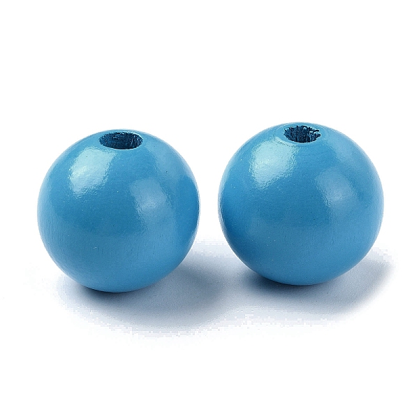 

PandaHall Wood Large Hole European Beads, Round, Deep Sky Blue, 19~20x18mm, Hole: 4.2mm Wood Round