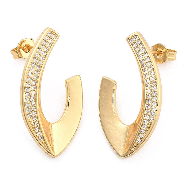 

PandaHall Brass Pave Clear Cubic Zirconia Stud Earrings, Nuggets, Golden, 28x15mm Cubic Zirconia Others Clear