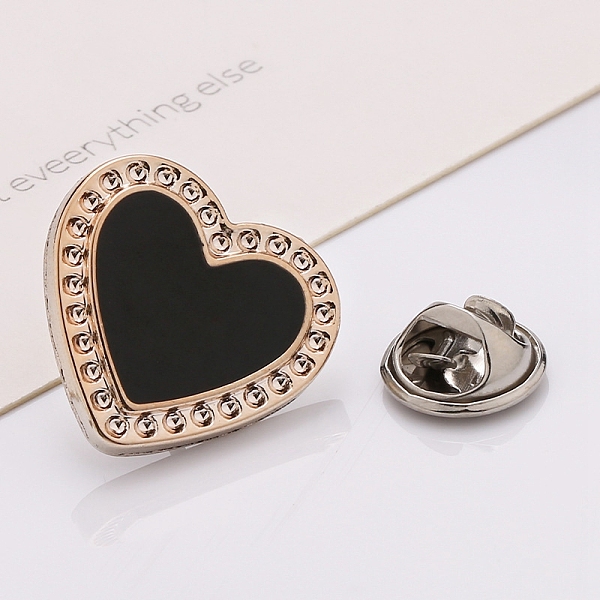 

PandaHall Plastic Brooch, Alloy Pin, with Enamel, for Garment Accessories, Heart, Black, 21mm Alloy+Enamel Heart Black