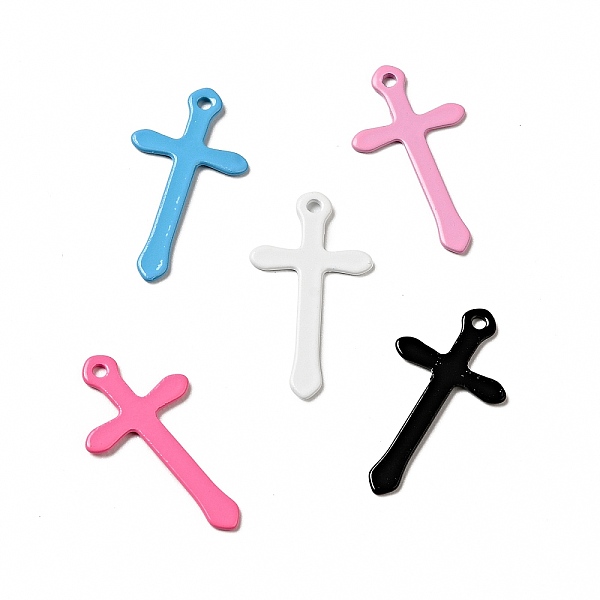 

PandaHall Spray Painted 201 Stainless Steel Pendants, Cross Charm, Mixed Color, 24x13x1mm, Hole: 1.4mm 201 Stainless Steel Cross Multicolor