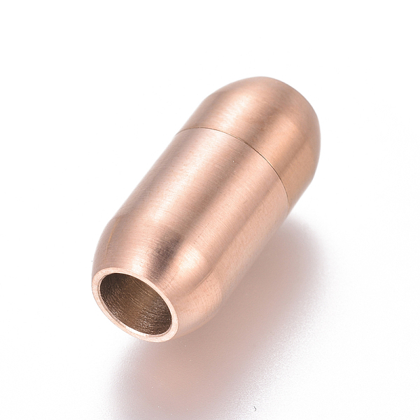 

PandaHall 304 Stainless Steel Magnetic Clasps with Glue-in Ends, Frosted, Column, Rose Gold, 19x9mm, Hole: 5mm 304 Stainless Steel Column