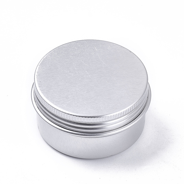 PandaHall Round Aluminium Tin Cans, Aluminium Jar, Storage Containers for Cosmetic, Candles, Candies, with Screw Top Lid, Platinum, 5x2.6cm...