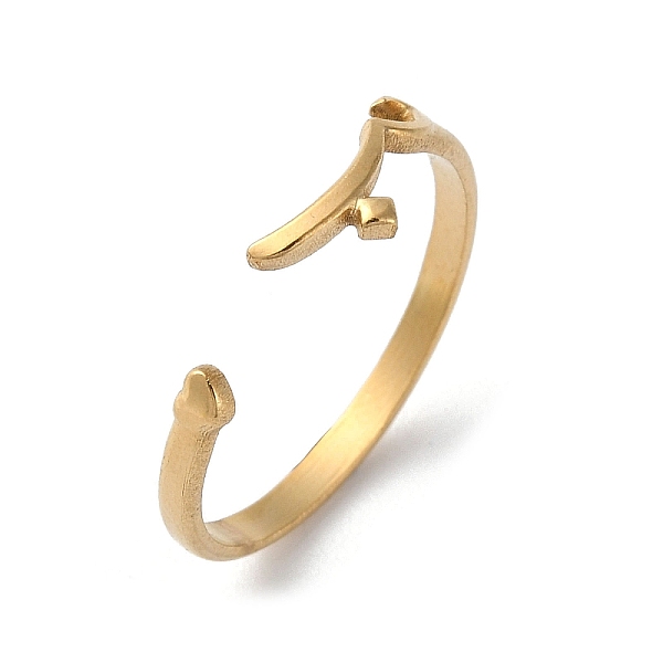 

PandaHall 304 Stainless Steel Open Cuff Rings, Heart with Moon, Golden, Inner Diameter: 18mm 304 Stainless Steel Heart