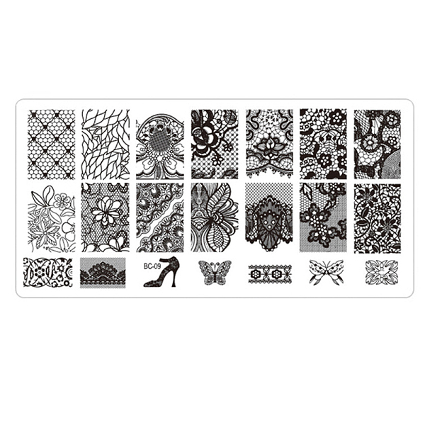 

PandaHall Lace Flower Stainless Steel Nail Art Stamping Plates, Nail Image Templates, Template Tool, Rectangle, Stainless Steel Color...