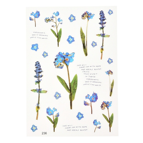 

PandaHall Waterproof Plastic Self Adhesive Stickers, Flower Pattern, Light Sky Blue, 15x10.5x0.01cm Plastic Flower