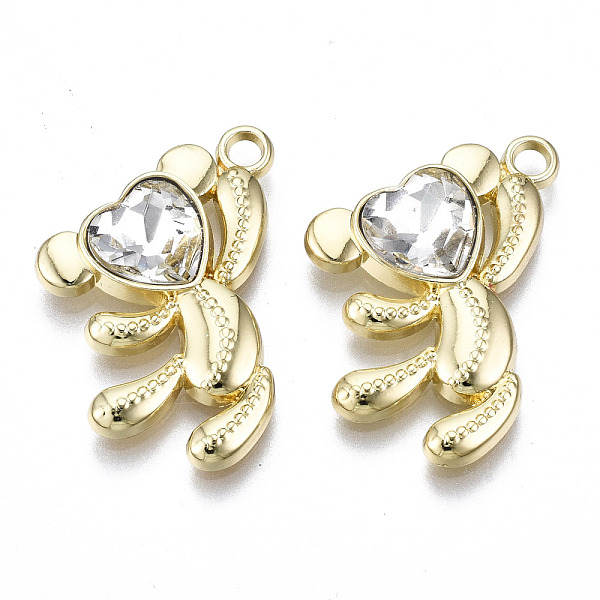

PandaHall Rack Plating Alloy Pendants, with Glass, Cadmium Free & Lead Free, Bear, Light Gold, 27x17x4.5mm, Hole: 2mm Alloy Bear Clear