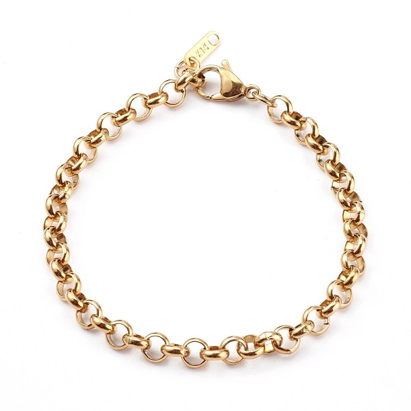 

PandaHall Men's 304 Stainless Steel Rolo Chain Bracelets, with Lobster Claw Clasps, Golden, 8-7/8 inch(22.5cm) 304 Stainless Steel