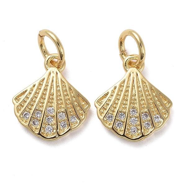 

PandaHall Brass Micro Pave Clear Cubic Zirconia Charms, with Jump Rings, Shell Shape, Golden, 11.5x10x2mm, Hole: 3mm Brass+Cubic...