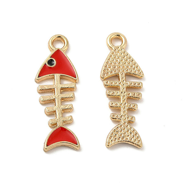 

PandaHall Alloy Enamel Pendants, Fishbone Charms, Golden, Red, 23.5x8.5x1.5mm, Hole: 1.6mm Alloy+Enamel Fish Red