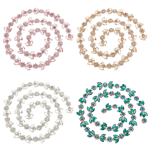 

PandaHall WADORN 1.8M 4 Colors Iron Rhinestone Strass Chains, Rhinestone Cup Chain, Costume Accessories, Horse Eye, Mixed Color, 6~23x8mm..., Multicolor