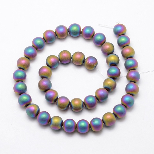 

PandaHall Electroplate Non-magnetic Synthetic Hematite Beads Strands, Matte Style, Round, Multi-color Plated, 8mm, Hole: 1.5mm, about...