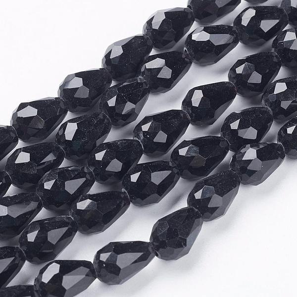 

PandaHall Faceted Glass Beads Strands, teardrop, Black, 11x8mm, Hole: 1mm, about 57~59pcs/strand, 26.38~26.77 inch Glass Teardrop Black
