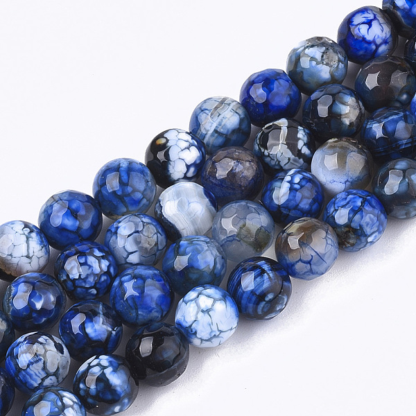 

PandaHall Natural Crackle Agate Beads Strands, Dyed, Faceted, Round, Dark Blue, 8mm, Hole: 1mm, about 48pcs/strand, 14.9 inch Crackle Agate...
