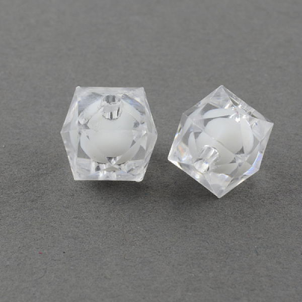 

PandaHall Transparent Acrylic Beads, Bead in Bead, Faceted Cube, Clear, 14x14x14mm, Hole: 2mm, about 350pcs/500g Acrylic Cube Clear