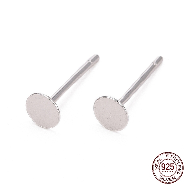 

PandaHall Rhodium Plated 925 Sterling Silver Ear Stud Findings, Earring Posts, Platinum, 12x4x0.5mm, Pin: 0.8mm Sterling Silver